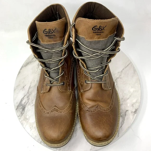 GBX Wingtip Tweed Leather Lace Up Oxford Boots 12 Mens  display picture 3